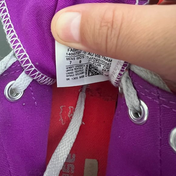 CONVERSE Neon Pink Purple Double‎ Tongue High Top Sneakers (9) - Picture 8 of 10